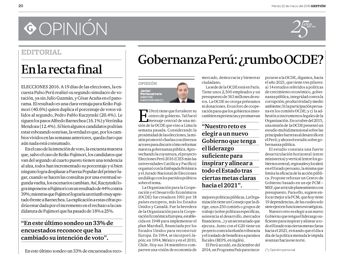 Gobernanza Perú: ¿rumbo OCDE?