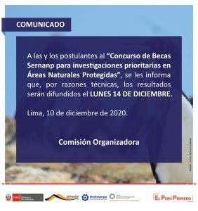 Concurso de investigación SERNANP – Profonanpe – CIES 2020