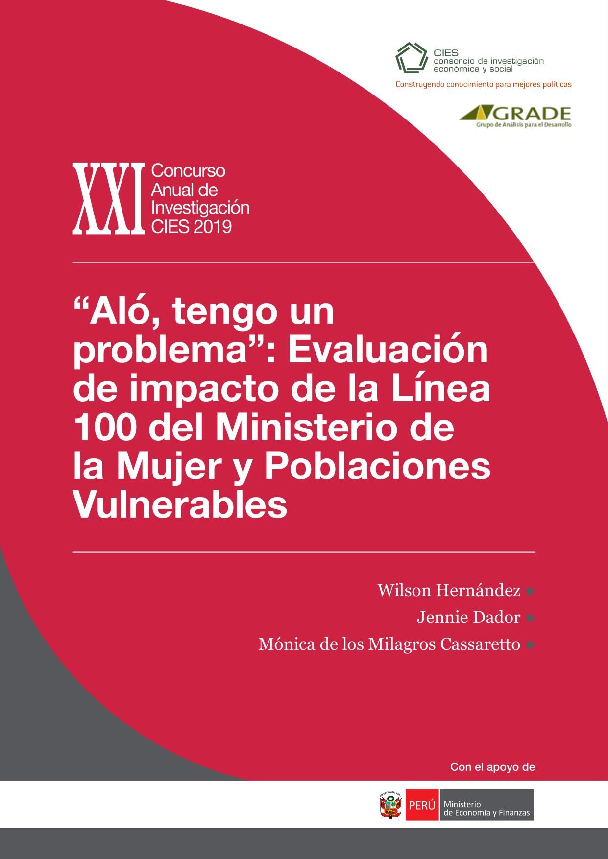 “Aló, tengo un problema”: evaluación de impacto de la Línea 100 del Ministerio de la Mujer y Poblaciones Vulnerables