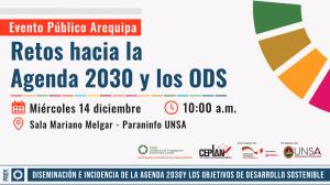 Arequipa y los retos de la Agenda 2030: en evento público evaluarán avance regional hacia los ODS