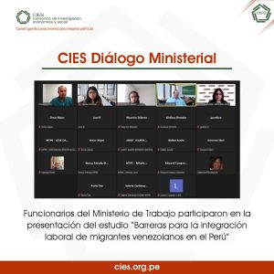 CIESInvestigación sobre políticas para la integración socioeconómica de migrantes venezolanos se presentó ante MTPE