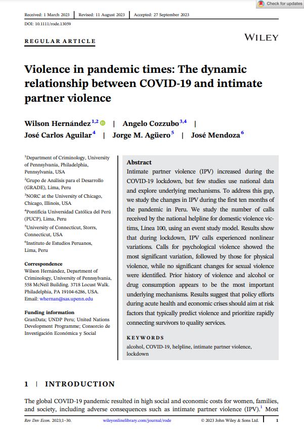 Violence in pandemic times: The dynamic relationship between COVID-19 and intimate partner violence
