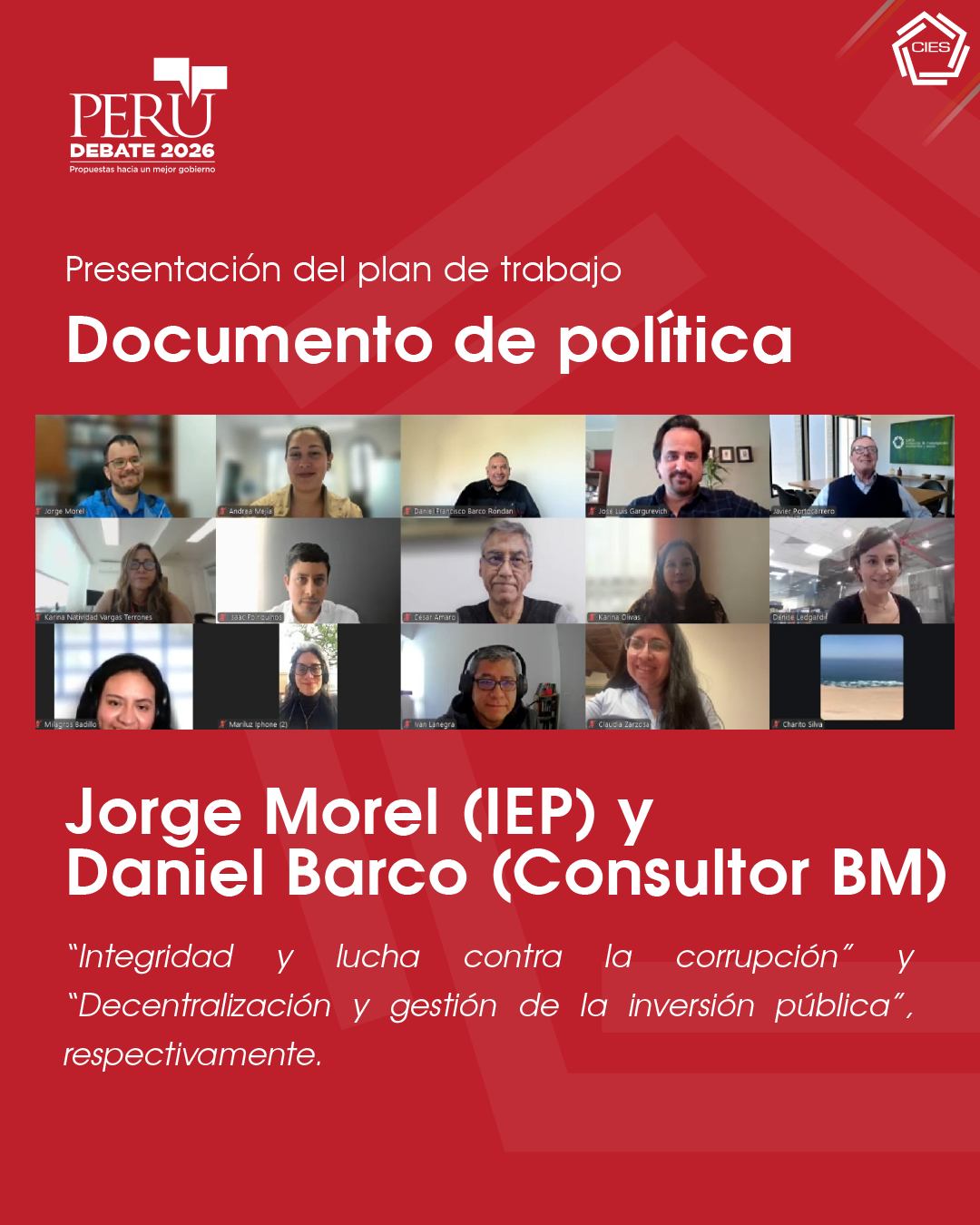 Perú Debate inicia elaboración de documentos de política sobre integridad y lucha contra la corrupción, y descentralización